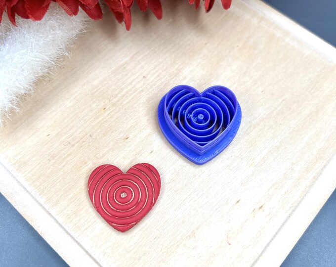 Vinyl Heart 1 Polymer Clay Cutter - Valentine's Earrings - Ceramic Tools - Cookie Cutter