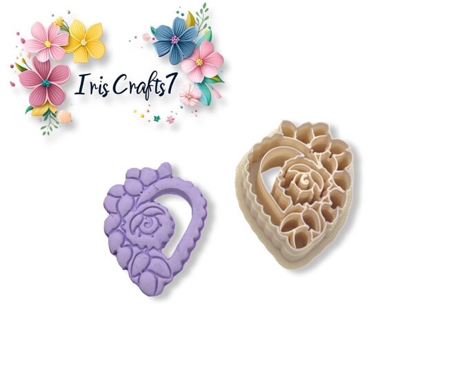 Drop with Flowers Polymer Clay Cutter -  Earring Making - Ceramic Tools