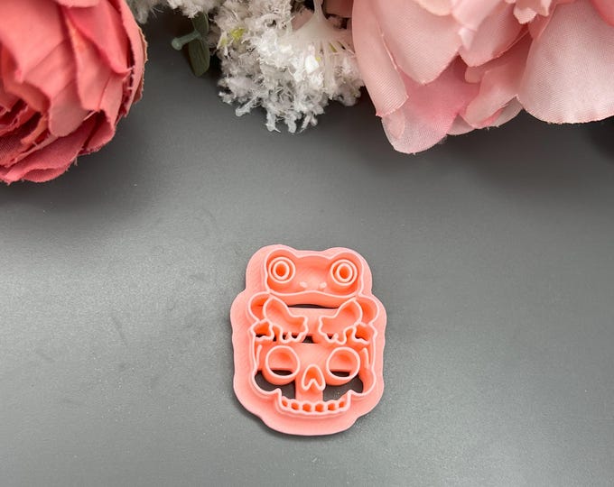 Clay cutters Frog on Skull_ Polymer clay cutters_ Halloween Earrings_ Handmade Jewellery