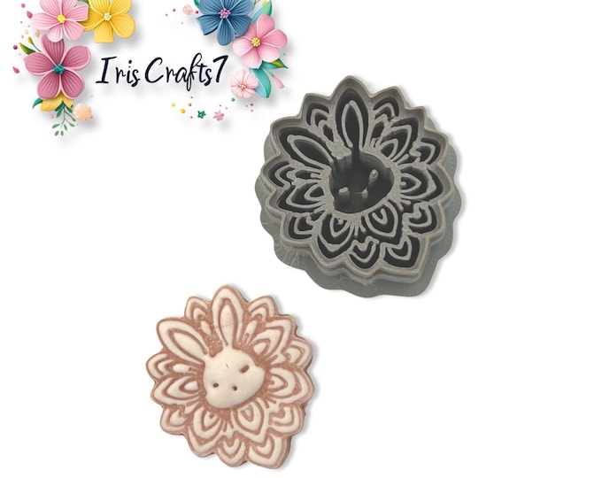 Bunny Face Mandala Polymer Clay Cutter for Statement Earrings
