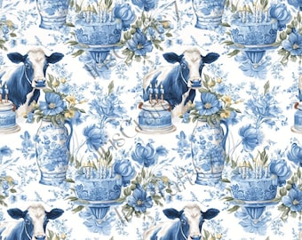 Blue Cow Image Transfer Paper for Clay Earrings - Water Soluble Crafting Paper