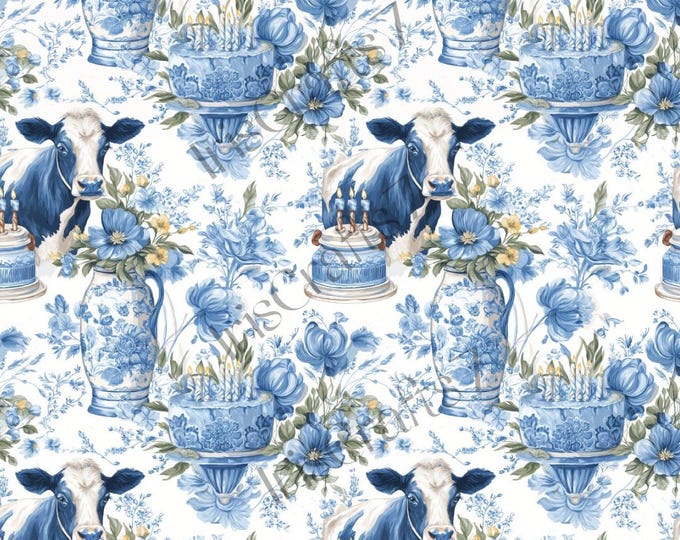 Blue Cow Image Transfer Paper for Clay Earrings - Water Soluble Crafting Paper