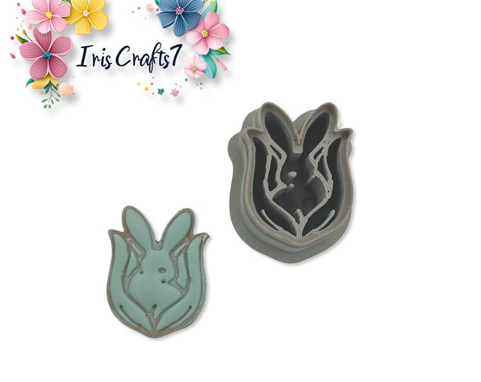 Bunny Tulip Polymer Clay Cutter for Easter Earrings