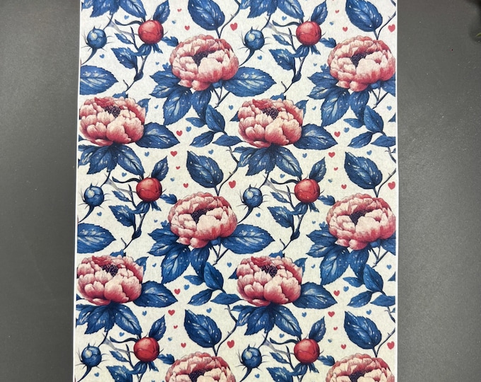 Peonies and Hearts 5 image transfer paper_ Earring making_ Magic transfer paper_ Water soluble paper