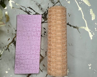 Polymer Clay Texture Roller no.24 - Small Puzzle Pattern for Earrings, Crafting & DIY Tools