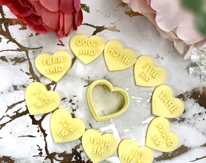 Clay cutters Kink messages| Valentine earrings| Polymer clay cutters| Ceramic tools| Silver clay