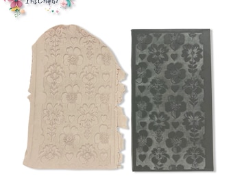 Hearts and Flowers No.2 Rubber Texture Mat Polymer Clay Valentine Earrings Sheet
