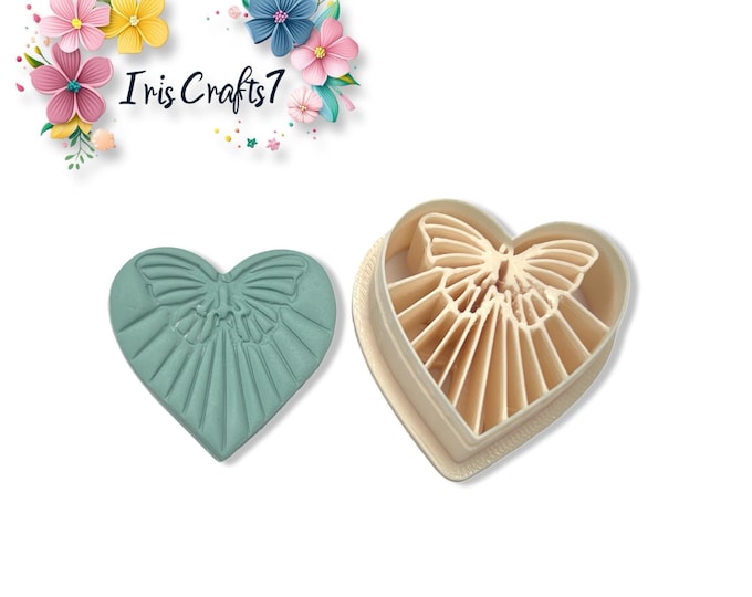 Heart with Butterfly Polymer Clay Cutter | Earring Shape | Craft Tool