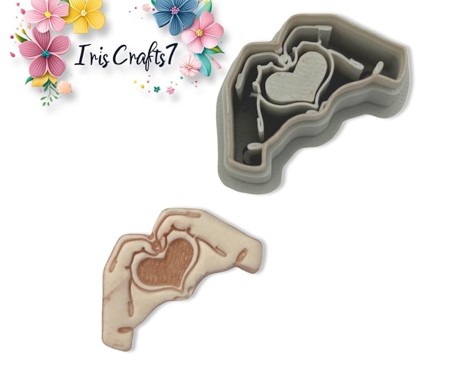 Hands Forming a Heart Polymer Clay Cutter Valentine Earrings Tool