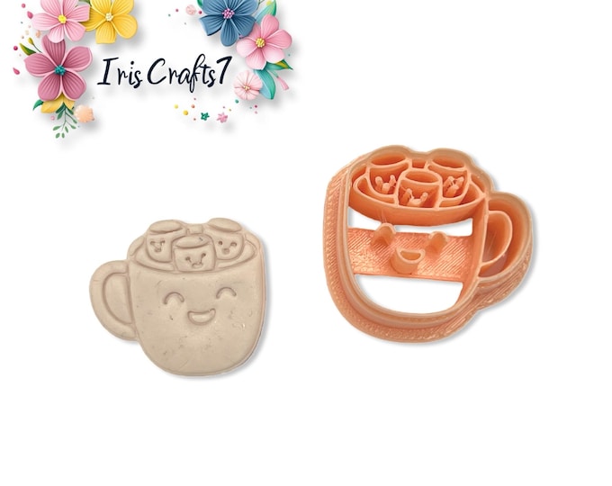 Clay Cutters Cheerful Marshmallows in Mug – Cute Food Shape Tools for Polymer Clay Earrings, Jewellery Making & DIY Crafts