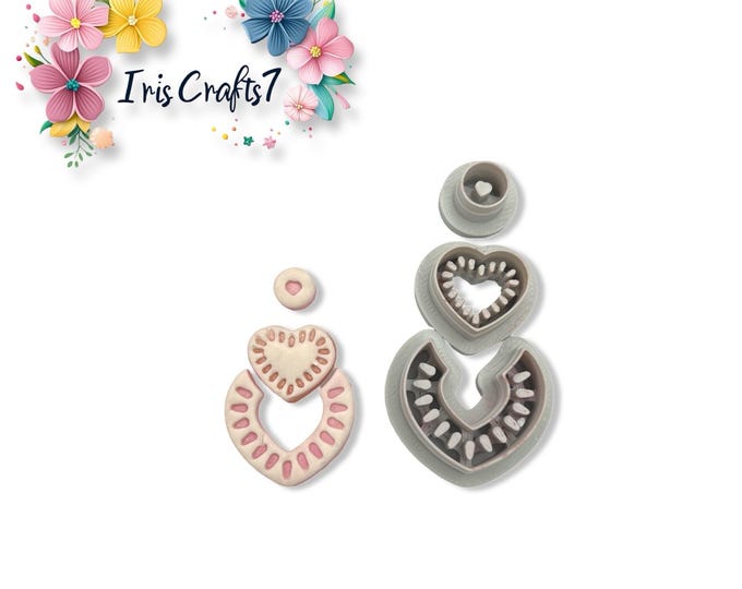 Decorative Heart Flower Polymer Clay Cutter for Valentine Earrings Jewelry Tool