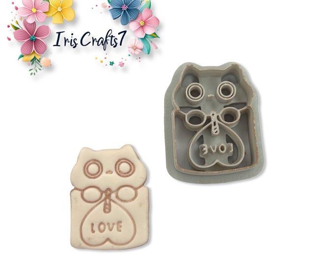 Valentine Cat Love Polymer Clay Cutter Earrings Jewelry Tool
