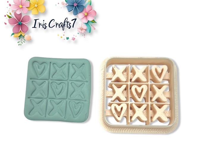 Tic Tac Toe Heart Polymer Clay Cutter  Valentine Earring Shape  Craft Tool