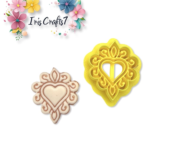 Decorative Heart Flower No 2 Polymer Clay Cutter for Earrings Jewelry Tool