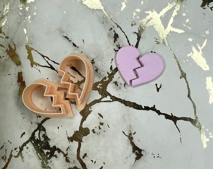 Broken heart polymer clay cutter / earrings cutter