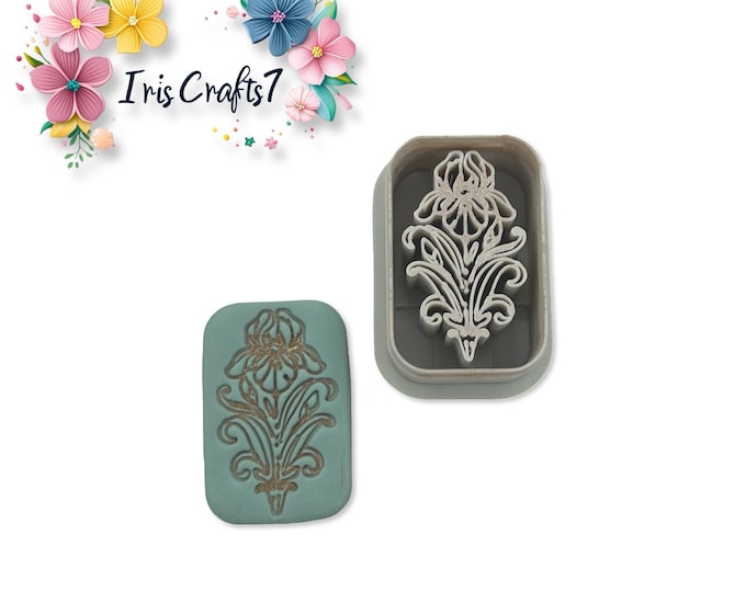 Iris Stamp Polymer Clay Cutter for Floral Earrings