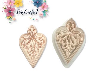 Art Nouveau Floral Heart Polymer Clay Cutter Earrings Tool