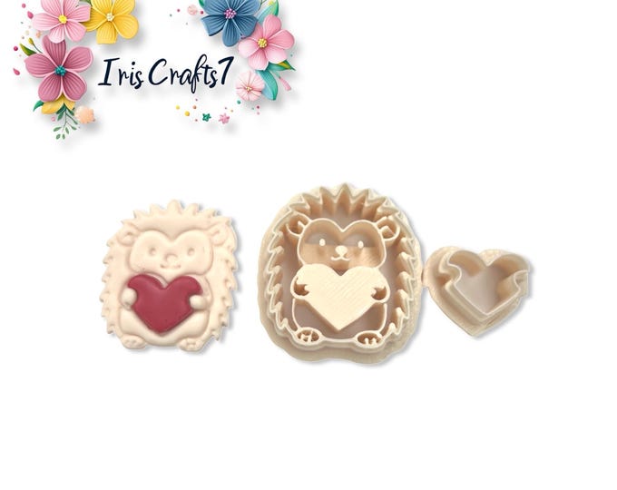 Hedgehog with Heart Polymer Clay Cutter Set | Valentine Earring Tool