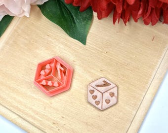 Love Dice 3 Polymer Clay Cutters - Valentine Earrings - Ceramic tools - Handmade Jewellery