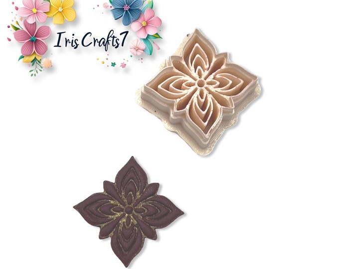 Quatrefoil Flower Polymer Clay Cutter with Layered Petal Emboss Design for DIY Jewellery – Iriscrafts7