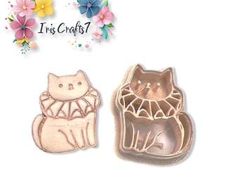 Regal Cat Polymer Clay Cutter – Majestic Feline Earring Mold – Royal Cat Jewelry Tool for Clay Artists
