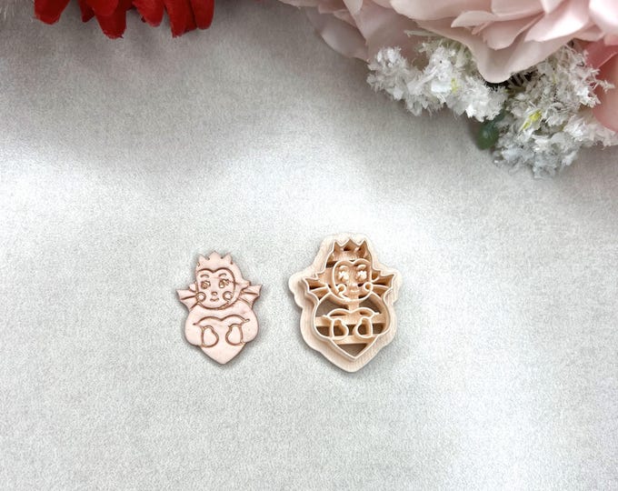 Baby Devil Earrings with Heart Polymer Clay Cutter - Handmade Valentine's Jewellery Gift for Women & Teens