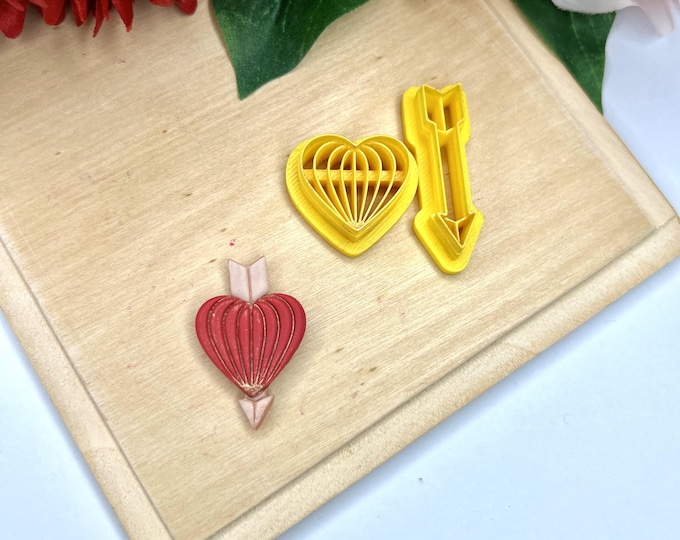 Arrow with Heart Polymer Clay Cutters - Valentine Earrings - Ceramic tools - Handmade Jewellery