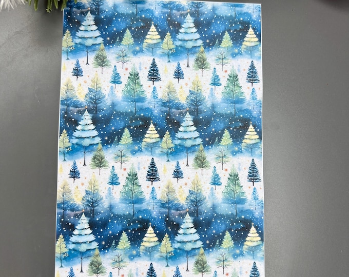 Christmas tree 3 image transfer paper_ Clay tools_ Polymer clay transfer_ Water Soluble Paper