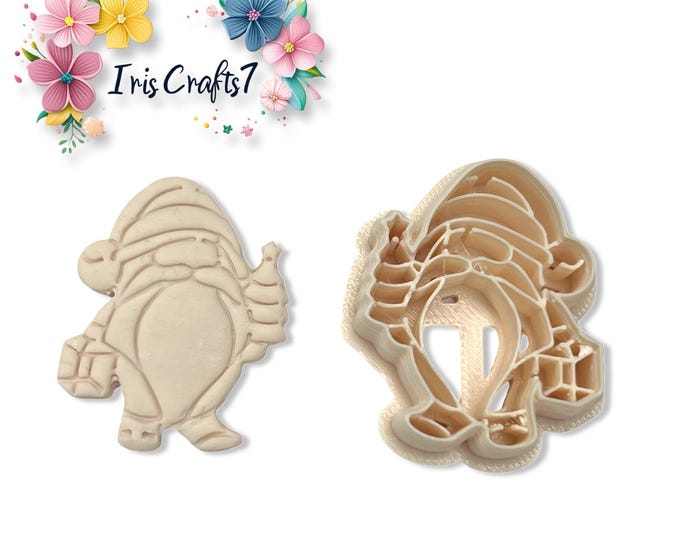 Christmas Gnome with Lantern Polymer Clay Cutter for Jewellery and Earring Making