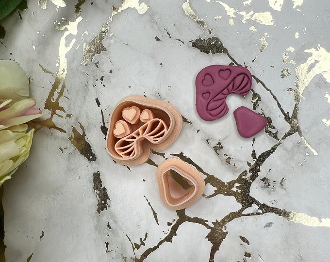 Valentine mushroom polymer clay cutter