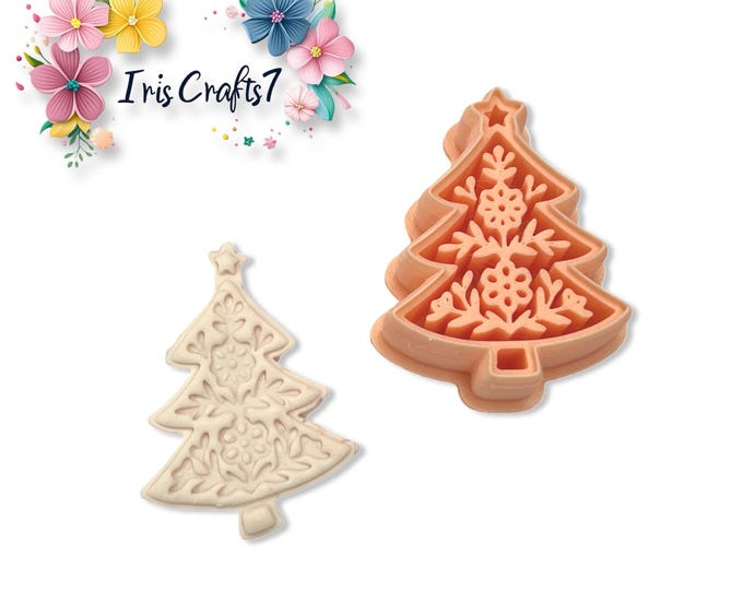 Nordic Floral Christmas Tree Polymer Clay Cutter for Earring and Jewellery Making