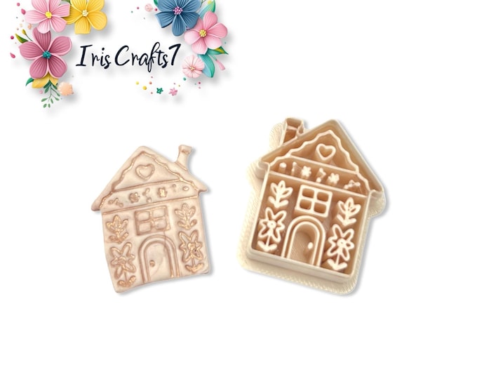 Folk Art House with Heart Polymer Clay Cutter for Christmas Earring Making, Jewellery Tools
