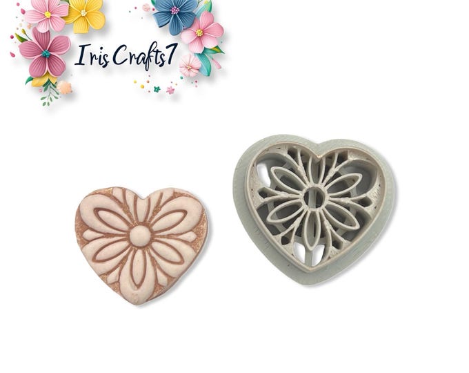 Heart Flower No 3 Polymer Clay Cutter for Valentine Earrings Jewelry Tool