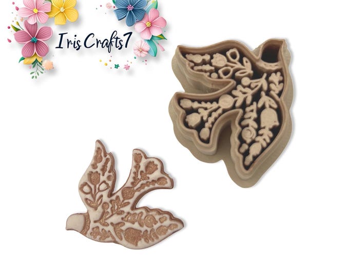 Valentine Folk Art Dove Polymer Clay Cutter Earrings Jewelry Tool