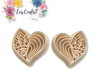 Mandala Petal Heart Polymer Clay Cutter: Earring & Jewelry Tool