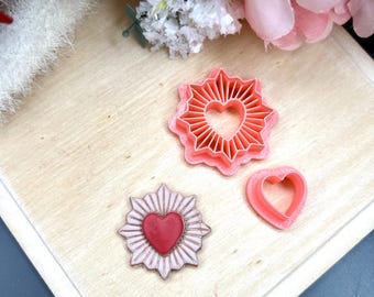 Radiant Heart Polymer Clay Cutters - Valentine's Earrings - Ceramic Tools