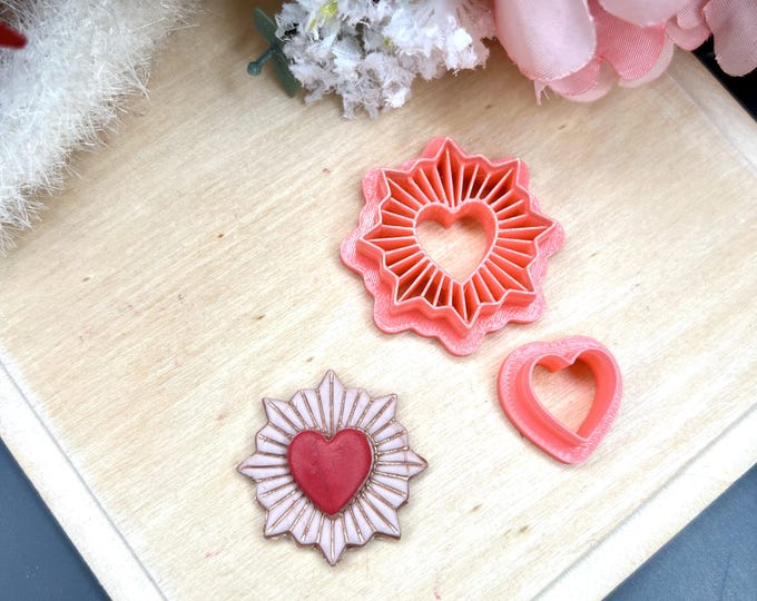 Radiant Heart Polymer Clay Cutters - Valentine's Earrings - Ceramic Tools