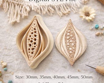 Decorative Leaf Drop Polymer Clay Cutter Digital STL File