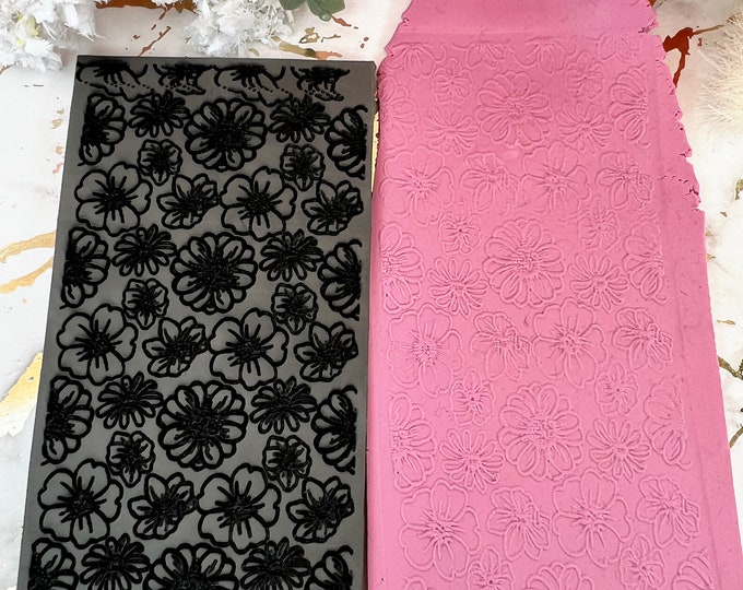 Clay Texture rubber mat Flower 3| Polymer clay tools| Clay texture tool| Jewellery tools| Floral texture
