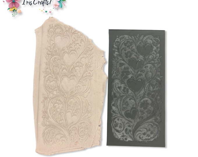 Hearts Waves No.2 Rubber Texture Mat Polymer Clay Valentine Earrings Sheet