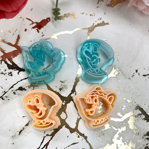 Mrs Potts & Chip Clay Clay Clay - Outils de fabrication de boucles d&#39;oreilles La Belle et la Bête - Théière et tasse à thé en pâte polymère pour création de bijoux DIY