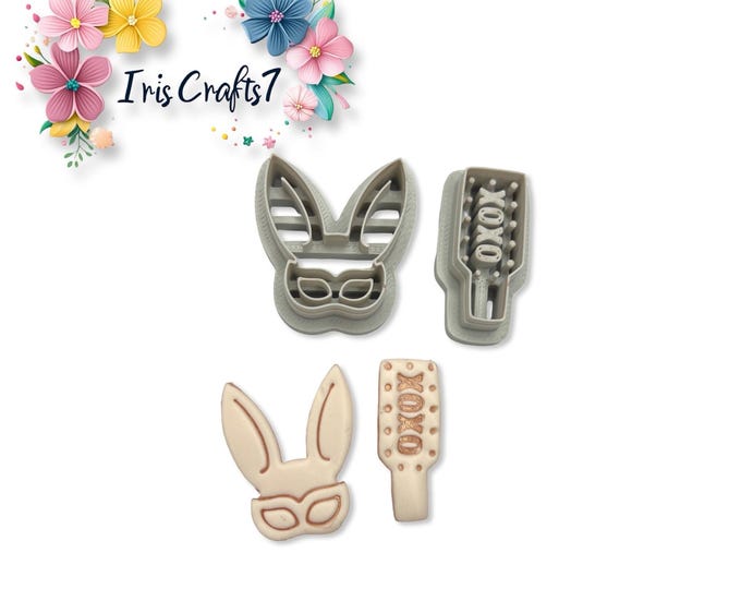 Leather Rabbit Mask and Whip Polymer Clay Cutter for Earrings Jewelry Tool