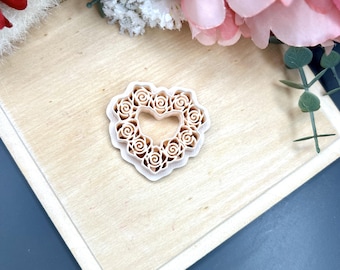 Heart Rose Outline Polymer Clay Cutter for Valentine Earrings Jewelry Tool