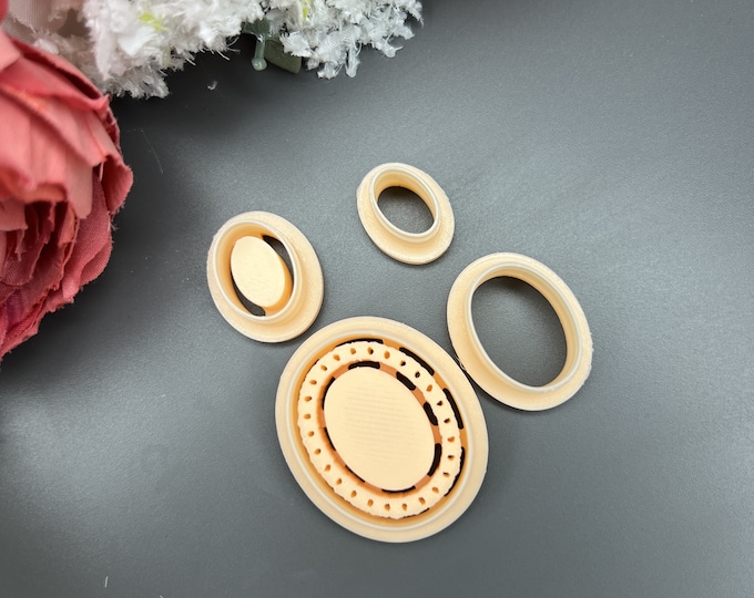 Earring 4 Clay Cutters Set with Precious Stone Shapes