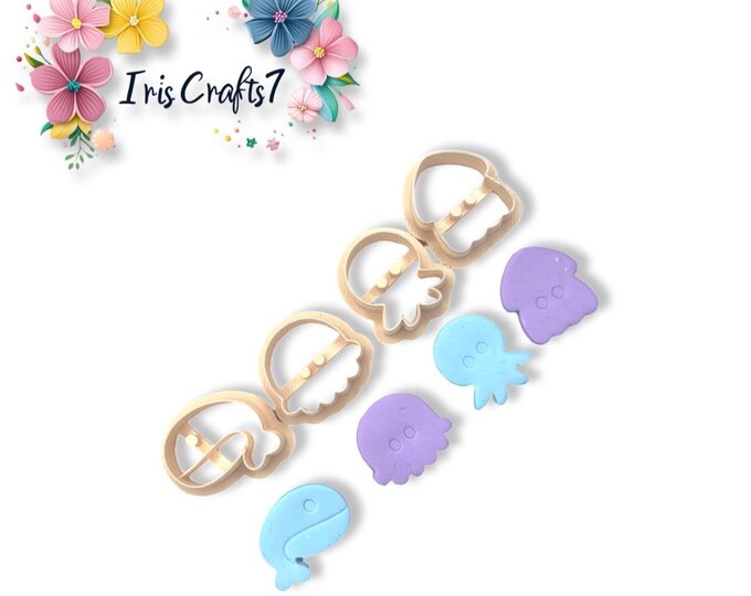 Chubby Sea Animals Pack 3 Polymer Clay Cutter for Unique Handmade Earrings
