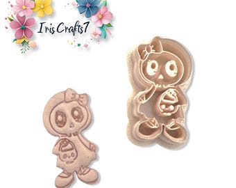 Polymer Clay Cutter – Skeleton Girl Halloween Earring Tool – DIY Jewellery & Craft Supplies – Spooky Cookie Design