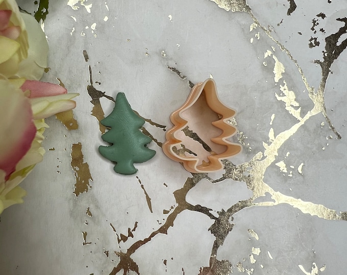 Polymer Clay Cutters Christmas Tree 6 Holiday Cookie and Fondant Stencils for DIY Crafts & Baking