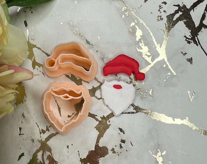 Christmas cutters Santa Head 2 Polymer Clay Cutters for Holiday Crafts & Cookie Decorating Set