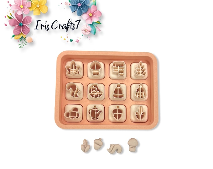 Mini Autumn 2 Polymer Clay Cutters Set – Fall Leaf Pumpkin Acorn Clay Tools for Earring Making & Handmade Jewellery Crafts