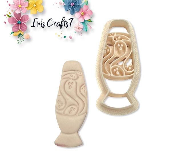 Lamp with Ghosts Polymer Clay Cutter – Halloween Earring Tool – Spooky Lamp Shape Cutter for DIY Jewellery Crafting